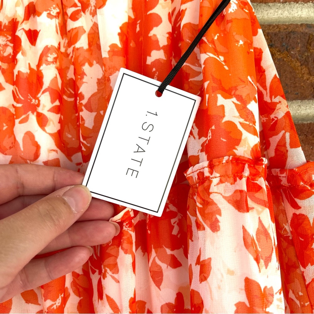 1. State New Floral Orange and White Maxi Skirt Size Medium - Picture 2 of 4